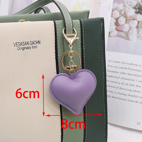 Leather Peach Heart Keychain For Women Fashion Luggage And Car Interior Pendant