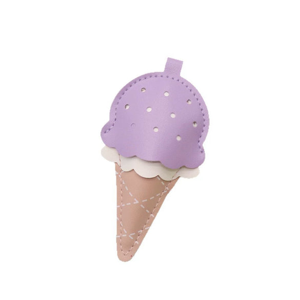 Leather Plush Ice Cream Mini Cone Popsicle Shape Keychain Bag Charm
