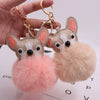 Leather Puppy Fur Ball Plush Keychain Pendant Modern Simplicity Style