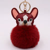 Leather Puppy Fur Ball Plush Keychain Pendant Modern Simplicity Style