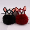 Leather Puppy Fur Ball Plush Keychain Pendant Modern Simplicity Style