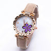 Leather Quartz Watch Set With Alloy Case Imitation Leather Strap Round Dial Starry Sky Pattern For Women