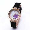 Leather Quartz Watch Set With Alloy Case Imitation Leather Strap Round Dial Starry Sky Pattern For Women