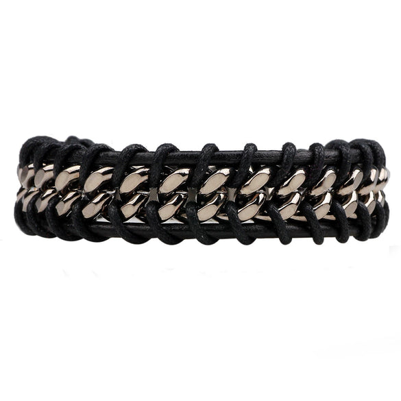Leather Retro Weaving Geometric Unisex Men's Bracelet
