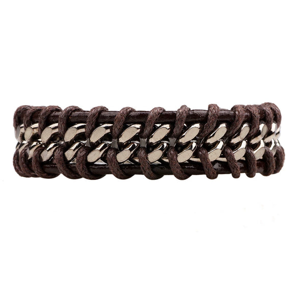 Leather Retro Weaving Geometric Unisex Men's Bracelet