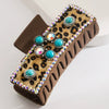 Leather Rhinestone Diamondencrusted Rectangle Hair Clip For Women Retro Simple Geometric Style