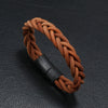 Leather Rope Bracelet Handwoven Retro Geometric Style For Men