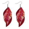 Leather Sshaped Feather Print Earrings For Women