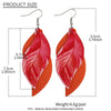 Leather Sshaped Feather Print Earrings For Women