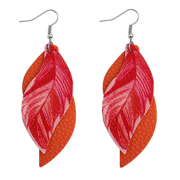 Leather Sshaped Feather Print Earrings For Women