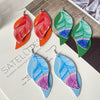 Leather Sshaped Feather Print Earrings For Women
