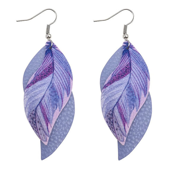Leather Sshaped Feather Print Earrings For Women
