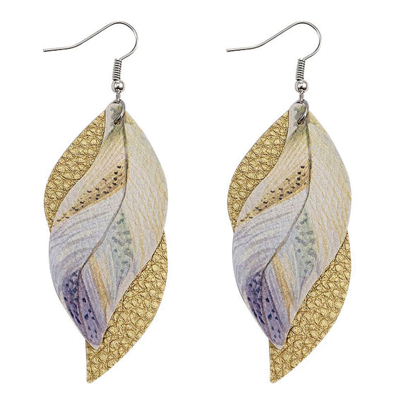 Leather Sshaped Feather Print Earrings For Women