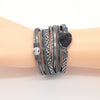 Leather Stainless Steel Geometric Shapes Woven Bracelet Jewelry With Electroplating Treatment