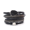 Leather Stainless Steel Geometric Shapes Woven Bracelet Jewelry With Electroplating Treatment