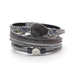 Leather Stainless Steel Geometric Shapes Woven Bracelet Jewelry With Electroplating Treatment