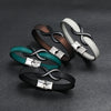 Leather Stainless Steel Hand Knitted Hiphop Infinite Symbol Men's Bracelet Jewelry