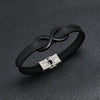 Leather Stainless Steel Hand Knitted Hiphop Infinite Symbol Men's Bracelet Jewelry