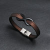 Leather Stainless Steel Hand Knitted Hiphop Infinite Symbol Men's Bracelet Jewelry