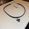Leather Sweater Chain With Diamondembedded Digital Flower Pattern Electroplated Allmatching For Women