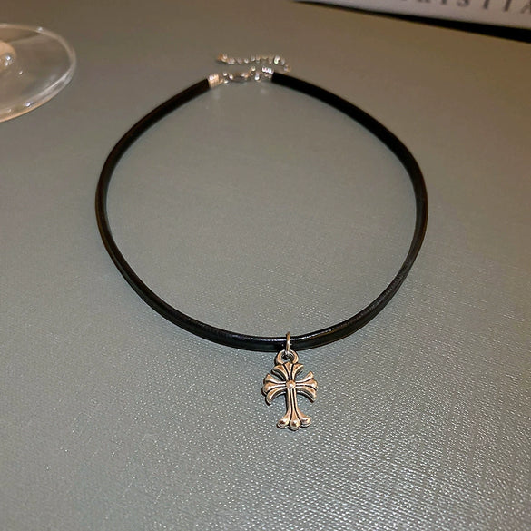Leather Sweater Chain With Diamondembedded Digital Flower Pattern Electroplated Allmatching For Women