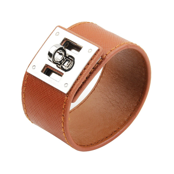 Leather Wide Bracelet Fashion Geometric Style Hand Jewelry