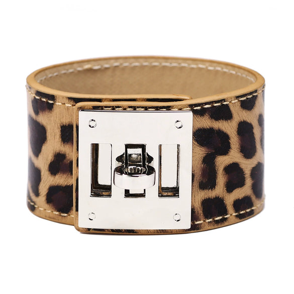 Leather Wide Bracelet Fashion Geometric Style Hand Jewelry