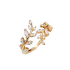 Leaves Ring Copper Inlaid Zircon Unisex Cool Style Hand Ornament