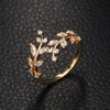Leaves Ring Copper Inlaid Zircon Unisex Cool Style Hand Ornament