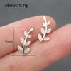 Leaves Shape Copper Earrings With Zircon Light Luxury Style
