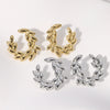 Leaves Stainless Steel Ear Studs For Women With Electroplating Treatment Simple Style