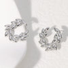 Leaves Stainless Steel Ear Studs For Women With Electroplating Treatment Simple Style