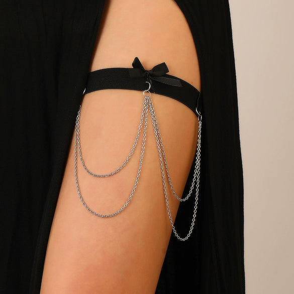 Leg Chain Bow Love Cross Elastic Band Tassel Sexy