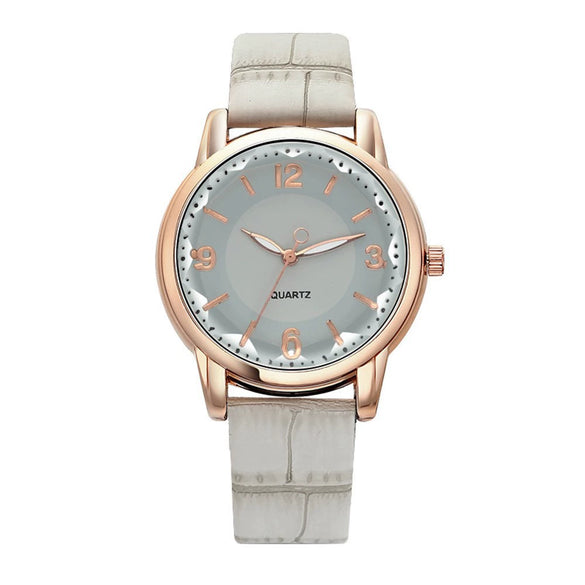 Leisure Alloy And Imitation Leather Women's Watch With Round Dial And Pin Buckle