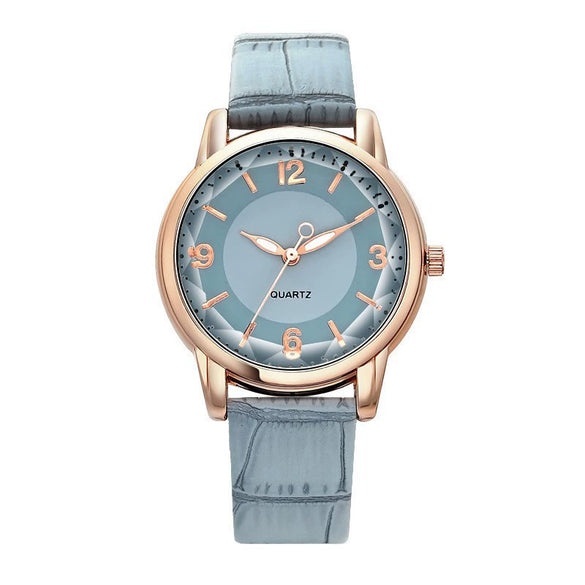 Leisure Alloy And Imitation Leather Women's Watch With Round Dial And Pin Buckle