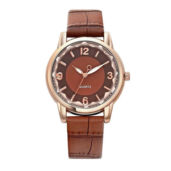 Leisure Alloy And Imitation Leather Women's Watch With Round Dial And Pin Buckle