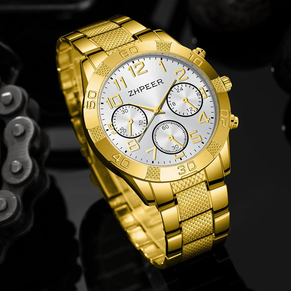 Leisure Alloy Band Round Dial Quartz Watch For Men