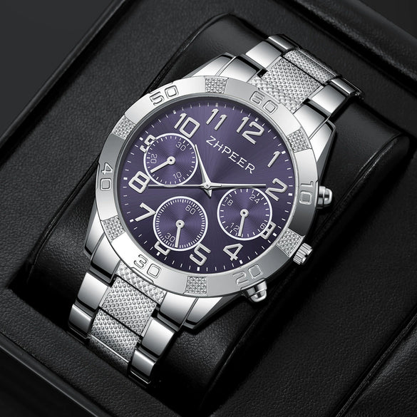 Leisure Alloy Band Round Dial Quartz Watch For Men