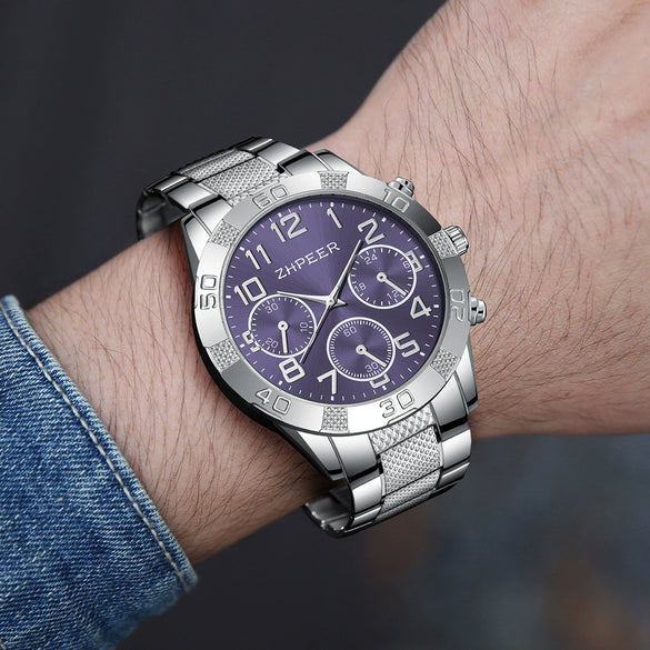 Leisure Alloy Band Round Dial Quartz Watch For Men