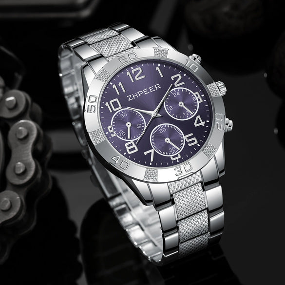 Leisure Alloy Band Round Dial Quartz Watch For Men