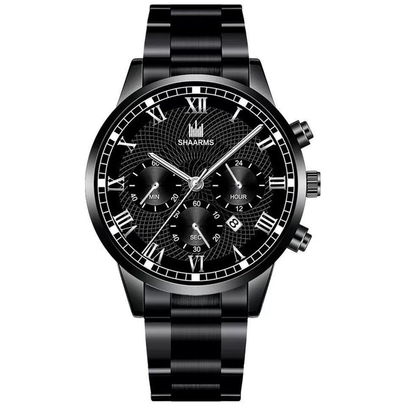 Leisure Alloy Belt Quartz Watch With Round Dial And Horseshoe Buckle For Men