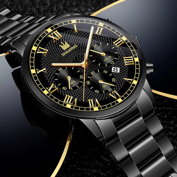 Leisure Alloy Belt Quartz Watch With Round Dial And Horseshoe Buckle For Men