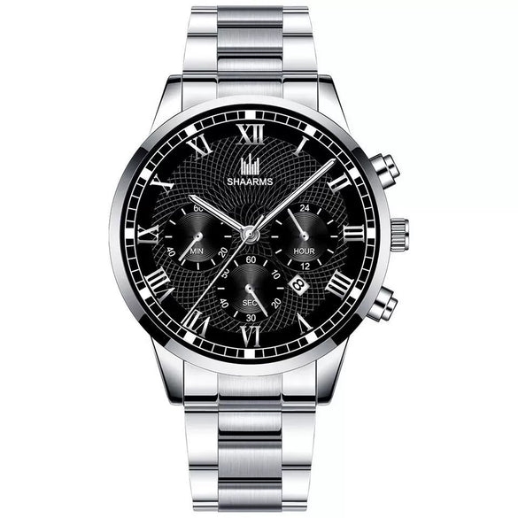 Leisure Alloy Belt Quartz Watch With Round Dial And Horseshoe Buckle For Men
