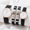 Leisure Alloy Case Imitation Leather Strap Round Dial Quartz Watches For Men And Women