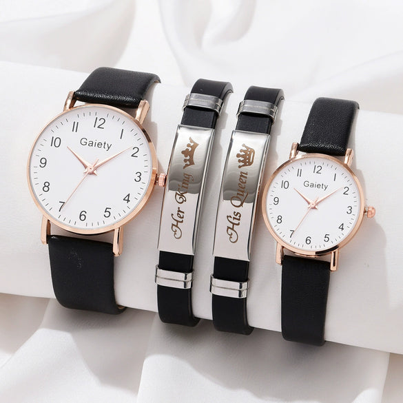 Leisure Alloy Case Imitation Leather Strap Round Dial Quartz Watches For Men And Women