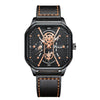 Leisure Alloy Case Imitation Leather Strap Square Dial Quartz Watch For Men