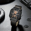 Leisure Alloy Case Imitation Leather Strap Square Dial Quartz Watch For Men
