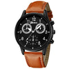 Leisure Alloy Case Stainless Steel Clasp Imitation Leather Strap Round Dial Pu Belt Quartz Watch With Printed Logo And Luminous Exquisite Dial For Men