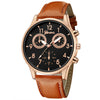 Leisure Alloy Case Stainless Steel Clasp Imitation Leather Strap Round Dial Pu Belt Quartz Watch With Printed Logo And Luminous Exquisite Dial For Men