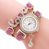 Leisure Alloy Pu Stainless Steel Round Dial Women's Bracelet Quartz Watch